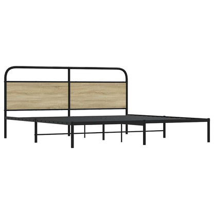 vidaXL Metal Bed Frame without Mattress Sonoma Oak 180x200 cm Super King