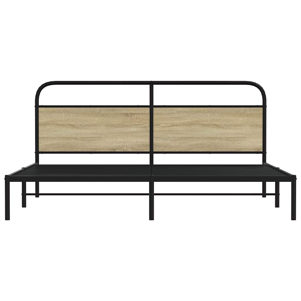vidaXL Metal Bed Frame without Mattress Sonoma Oak 180x200 cm Super King