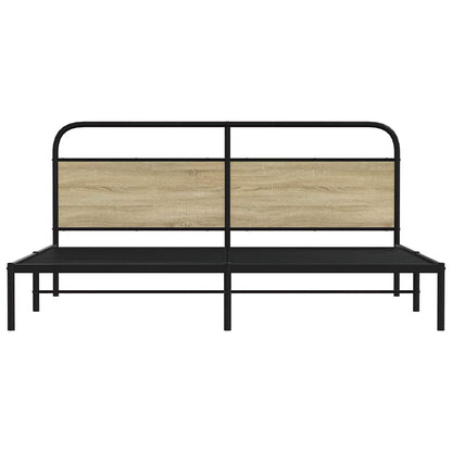 vidaXL Metal Bed Frame without Mattress Sonoma Oak 180x200 cm Super King