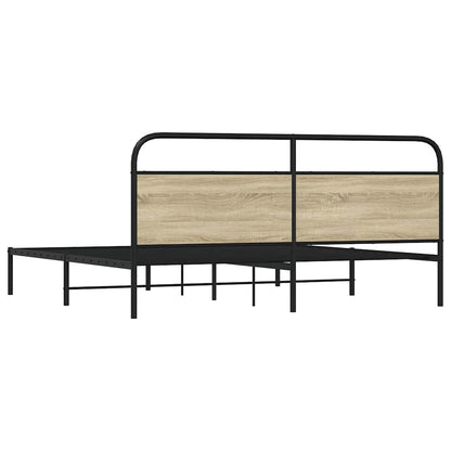 vidaXL Metal Bed Frame without Mattress Sonoma Oak 180x200 cm Super King