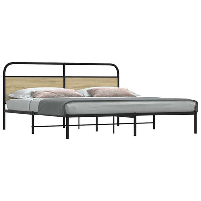 vidaXL Metal Bed Frame without Mattress Sonoma Oak 180x200 cm Super King