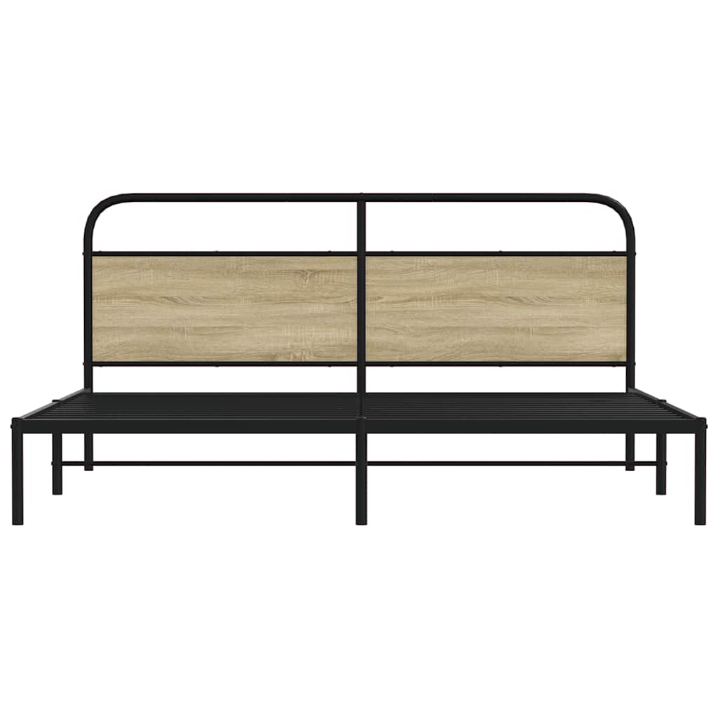 vidaXL Metal Bed Frame without Mattress Sonoma Oak 193x203 cm