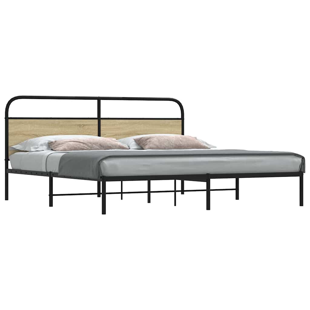 vidaXL Metal Bed Frame without Mattress Sonoma Oak 200x200 cm