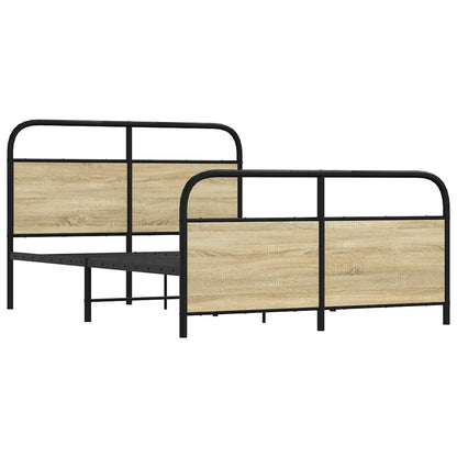 vidaXL Metal Bed Frame without Mattress Sonoma Oak 137x190 cm