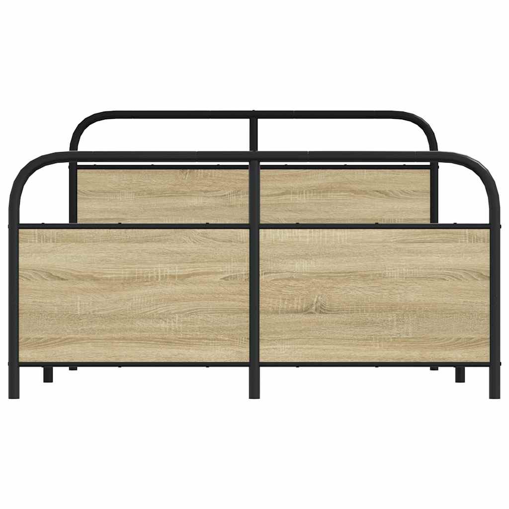 vidaXL Metal Bed Frame without Mattress Sonoma Oak 137x190 cm