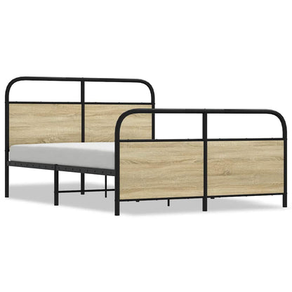 vidaXL Metal Bed Frame without Mattress Sonoma Oak 140x200 cm