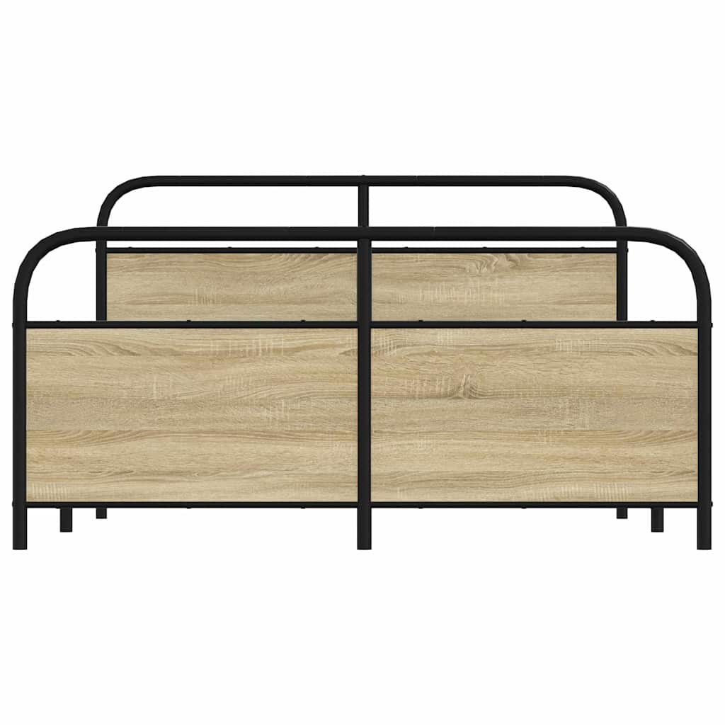 vidaXL Metal Bed Frame without Mattress Sonoma Oak 150x200 cm King Size