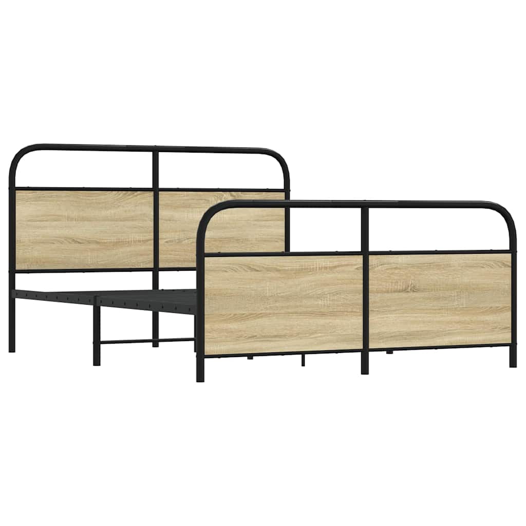 vidaXL Metal Bed Frame without Mattress Sonoma Oak 160x200 cm