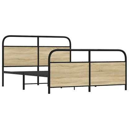 vidaXL Metal Bed Frame without Mattress Sonoma Oak 160x200 cm