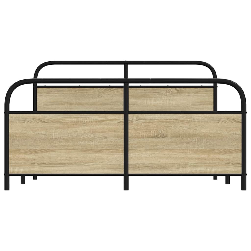 vidaXL Metal Bed Frame without Mattress Sonoma Oak 160x200 cm