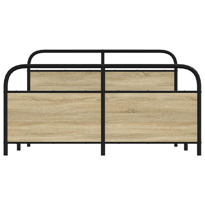 vidaXL Metal Bed Frame without Mattress Sonoma Oak 160x200 cm