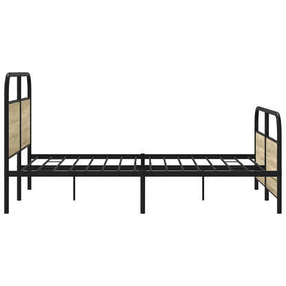 vidaXL Metal Bed Frame without Mattress Sonoma Oak 160x200 cm