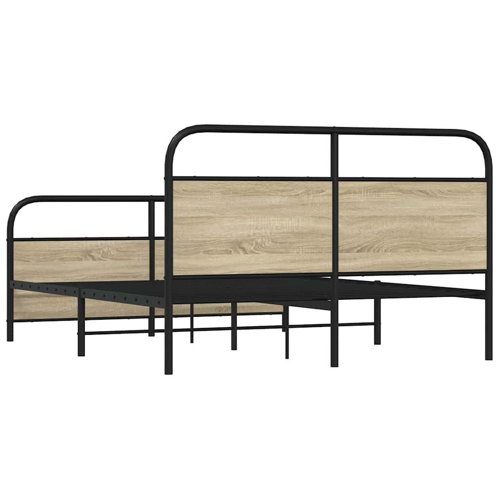 vidaXL Metal Bed Frame without Mattress Sonoma Oak 160x200 cm