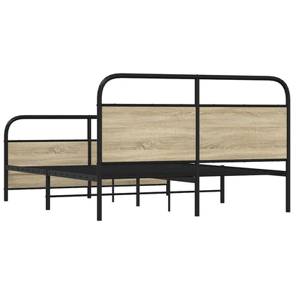 vidaXL Metal Bed Frame without Mattress Sonoma Oak 160x200 cm