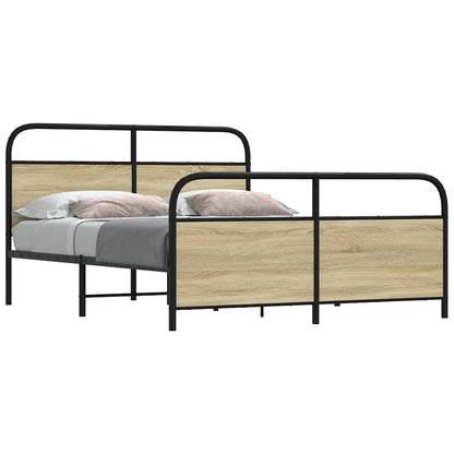 vidaXL Metal Bed Frame without Mattress Sonoma Oak 160x200 cm