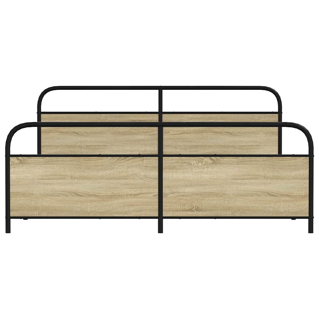 vidaXL Metal Bed Frame without Mattress Sonoma Oak 193x203 cm
