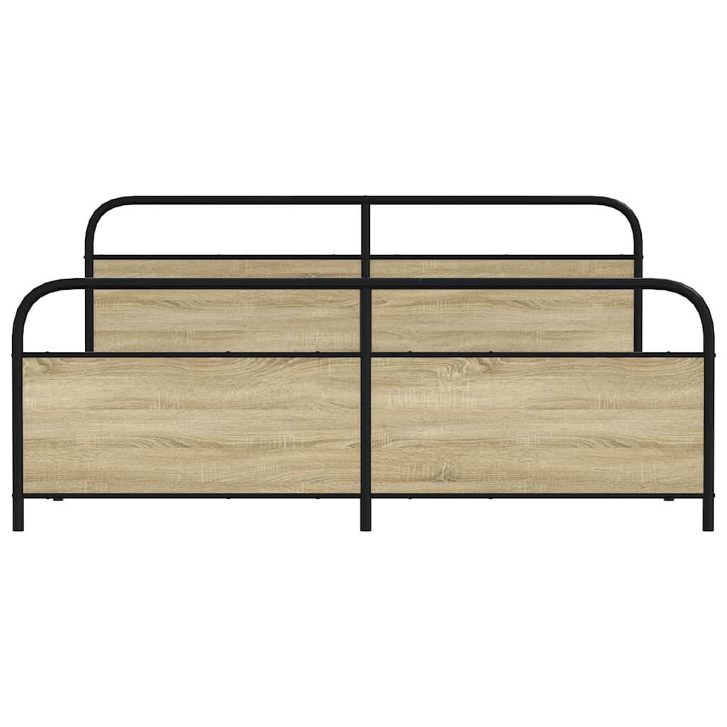 vidaXL Metal Bed Frame without Mattress Sonoma Oak 200x200 cm