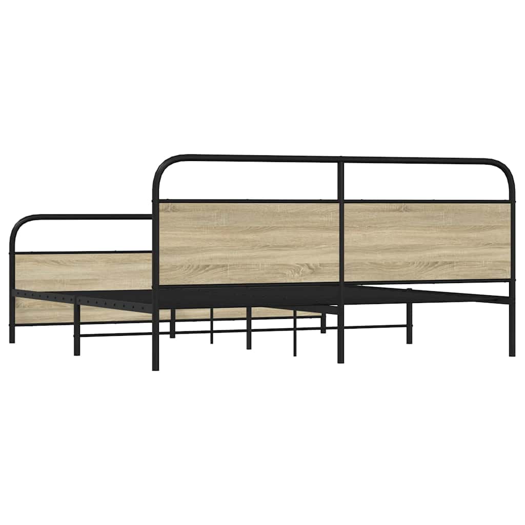 vidaXL Metal Bed Frame without Mattress Sonoma Oak 200x200 cm