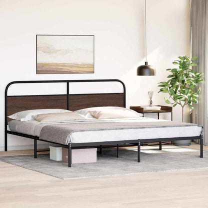 vidaXL Metal Bed Frame without Mattress Brown Oak 180x200 cm Super King