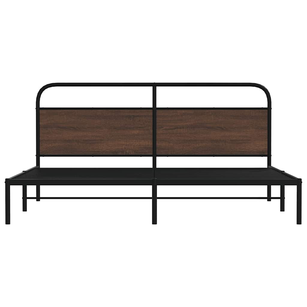 vidaXL Metal Bed Frame without Mattress Brown Oak 180x200 cm Super King