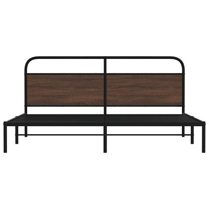 vidaXL Metal Bed Frame without Mattress Brown Oak 180x200 cm Super King