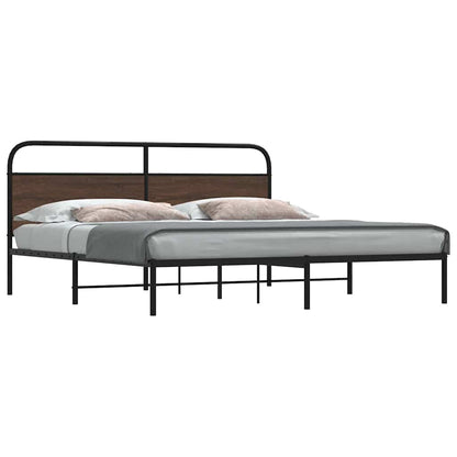 vidaXL Metal Bed Frame without Mattress Brown Oak 183x213 cm