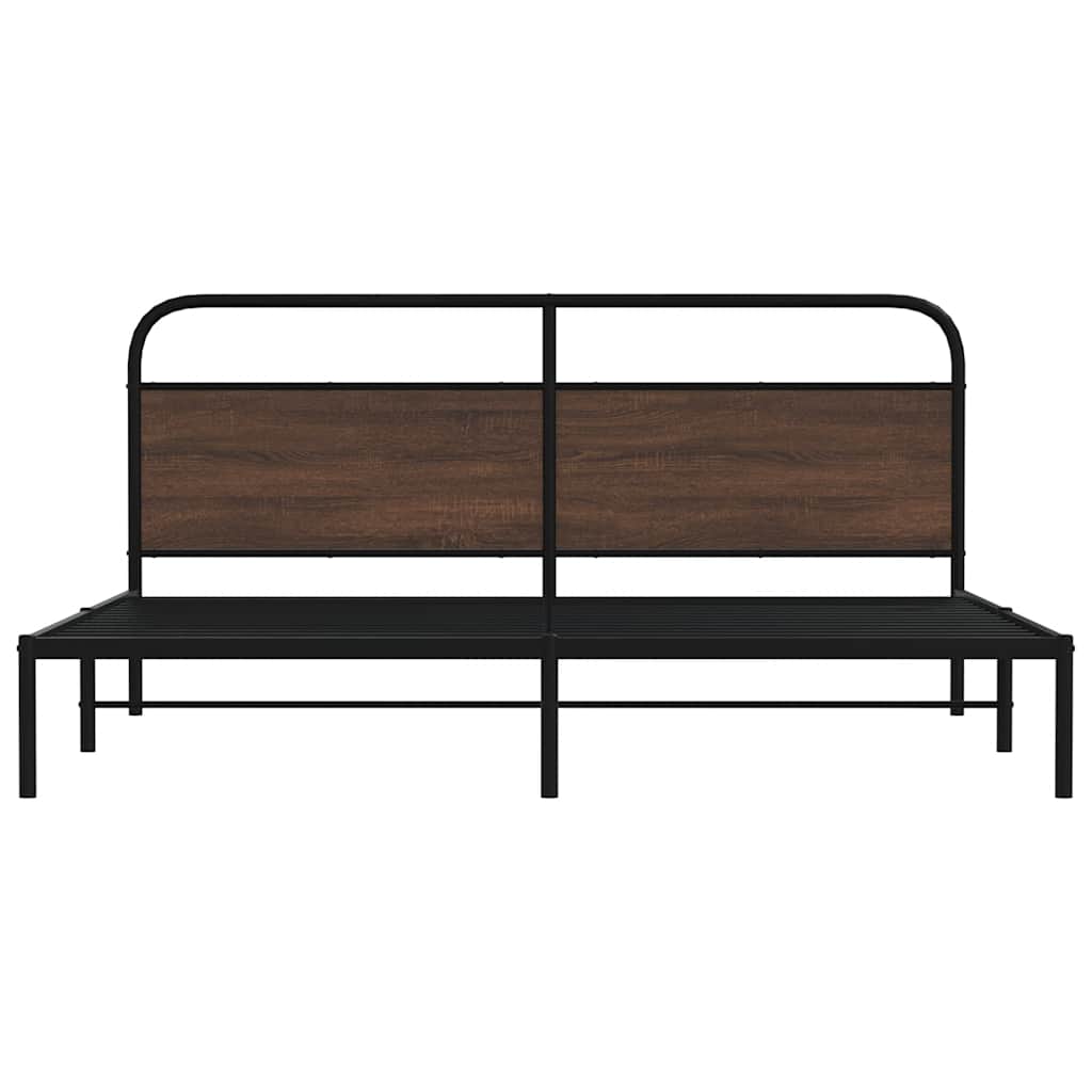 vidaXL Metal Bed Frame without Mattress Brown Oak 193x203 cm