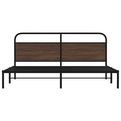vidaXL Metal Bed Frame without Mattress Brown Oak 193x203 cm