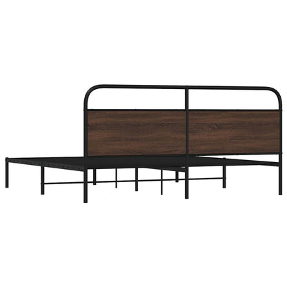 vidaXL Metal Bed Frame without Mattress Brown Oak 193x203 cm
