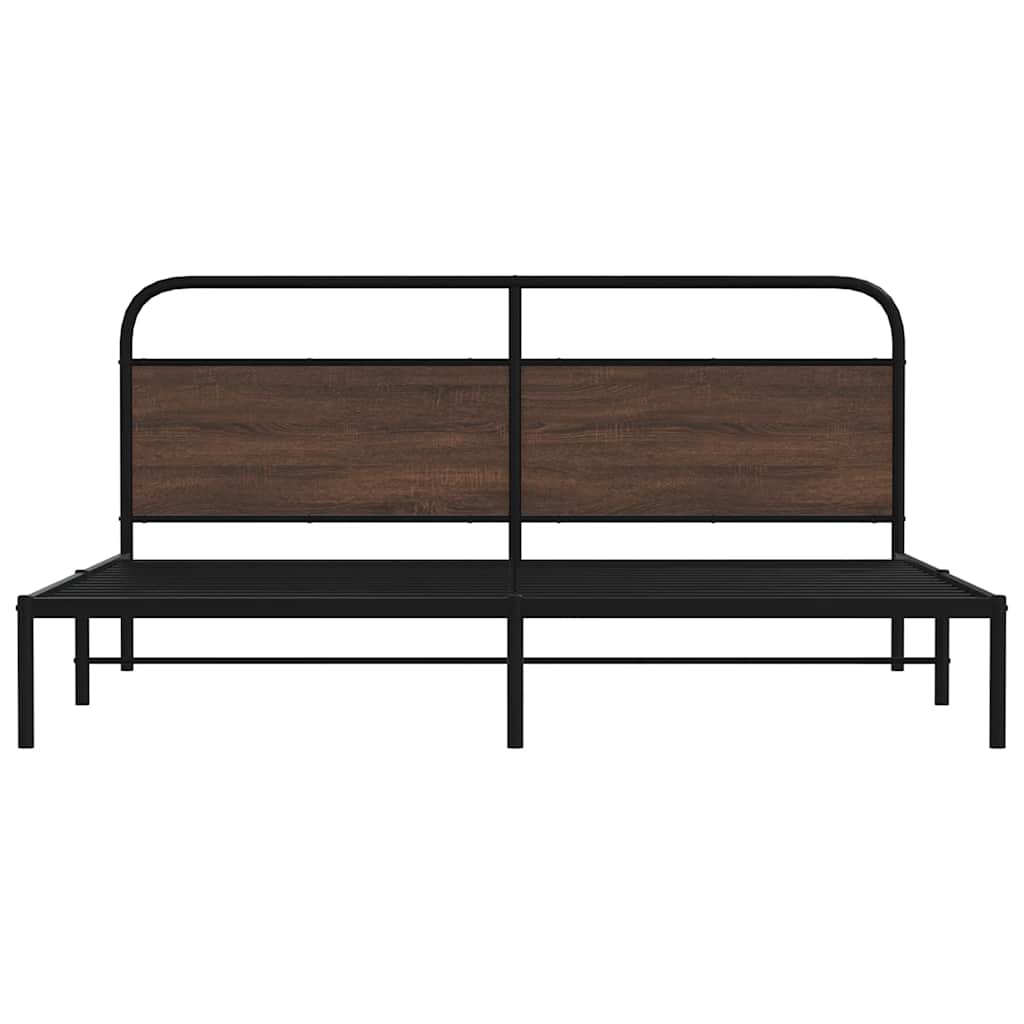 vidaXL Metal Bed Frame without Mattress Brown Oak 200x200 cm