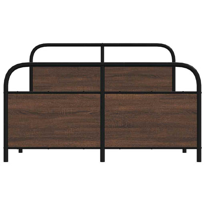 vidaXL Metal Bed Frame without Mattress Brown Oak 137x190 cm
