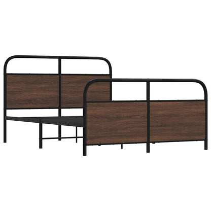 vidaXL Metal Bed Frame without Mattress Brown Oak 140x190 cm