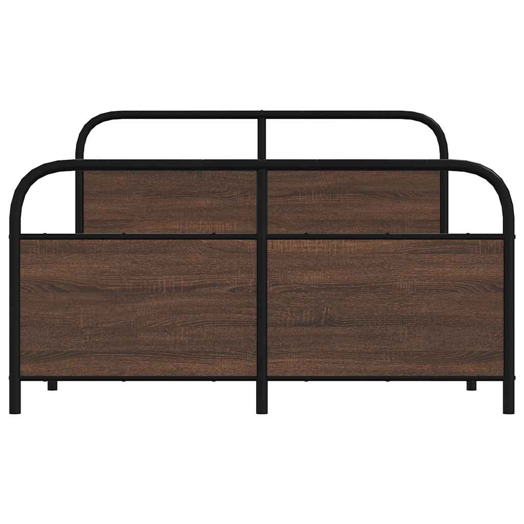 vidaXL Metal Bed Frame without Mattress Brown Oak 140x190 cm