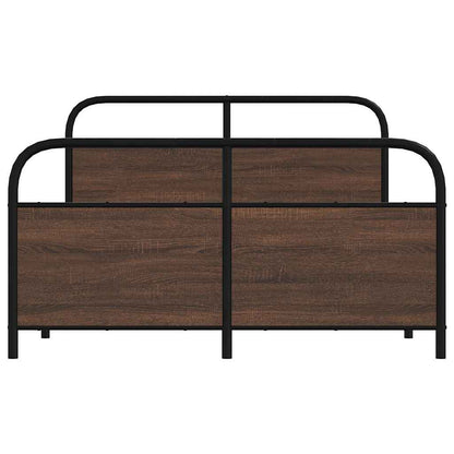 vidaXL Metal Bed Frame without Mattress Brown Oak 140x190 cm