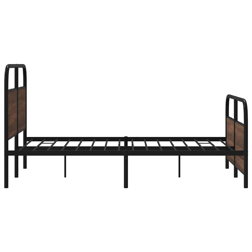 vidaXL Metal Bed Frame without Mattress Brown Oak 140x190 cm