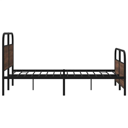 vidaXL Metal Bed Frame without Mattress Brown Oak 140x190 cm