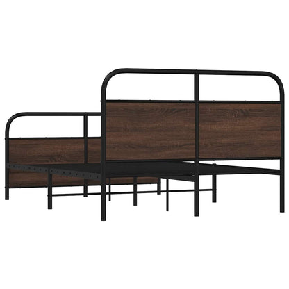 vidaXL Metal Bed Frame without Mattress Brown Oak 140x190 cm