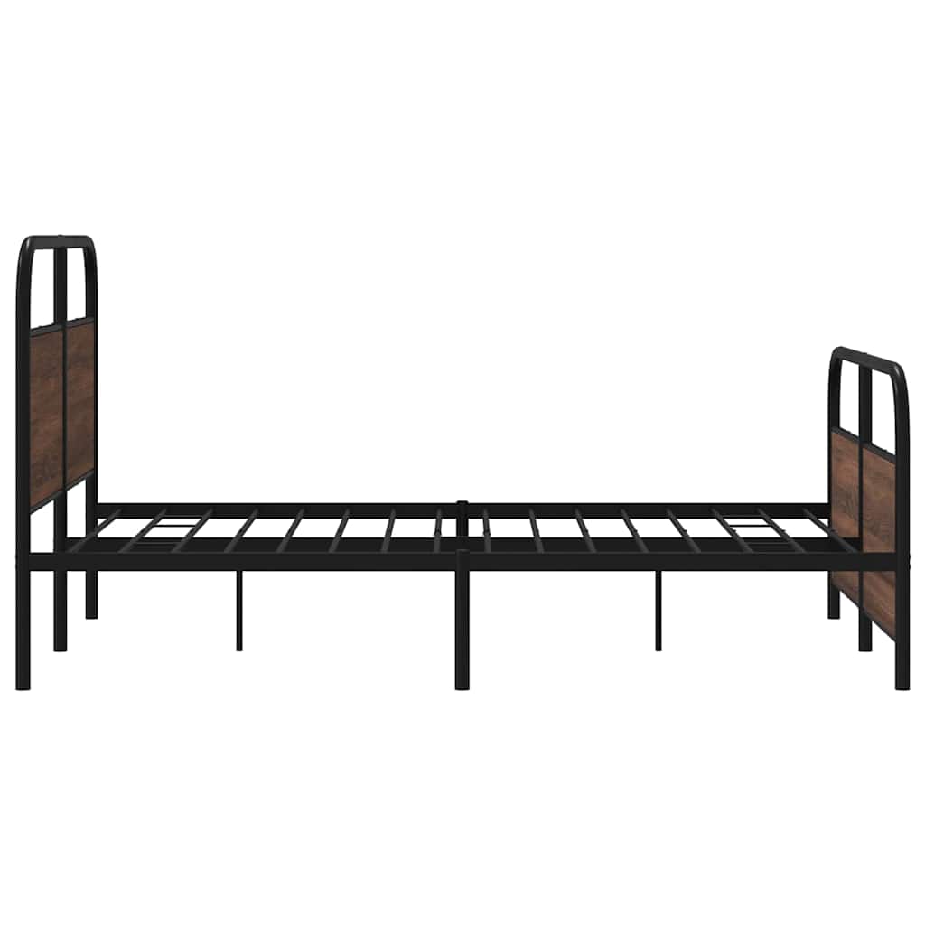vidaXL Metal Bed Frame without Mattress Brown Oak 140x200 cm