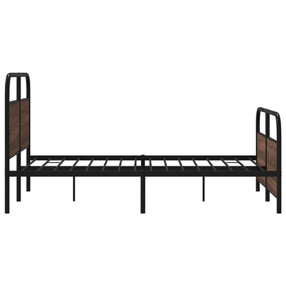 vidaXL Metal Bed Frame without Mattress Brown Oak 140x200 cm