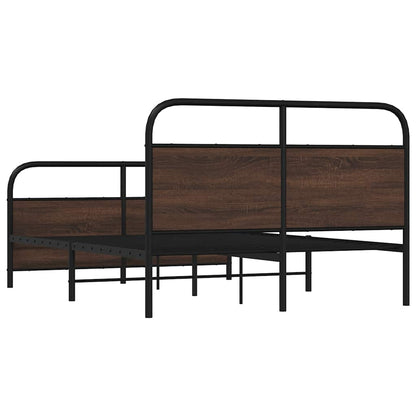 vidaXL Metal Bed Frame without Mattress Brown Oak 140x200 cm