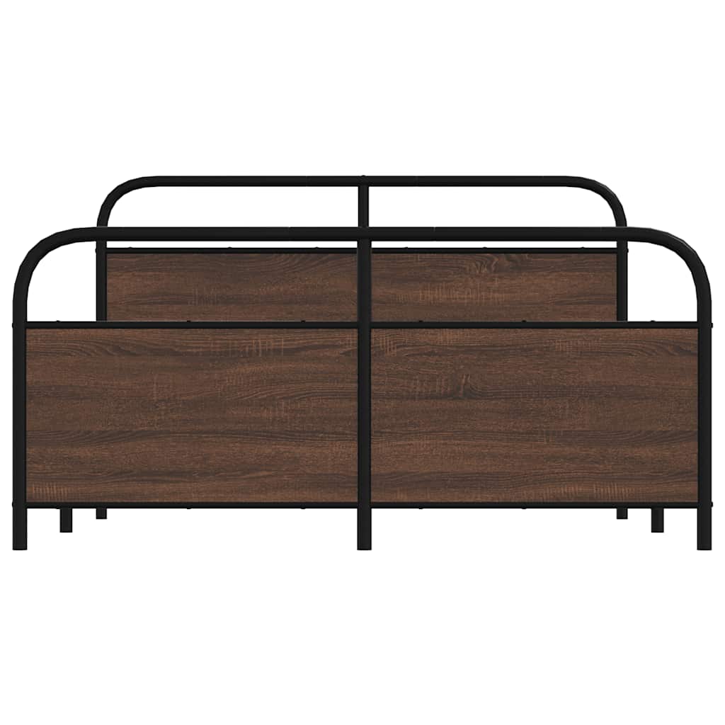 vidaXL Metal Bed Frame without Mattress Brown Oak 150x200 cm King Size