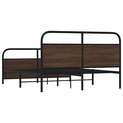 vidaXL Metal Bed Frame without Mattress Brown Oak 150x200 cm King Size