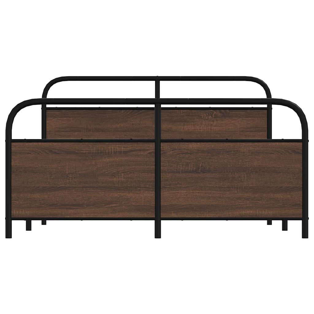 vidaXL Metal Bed Frame without Mattress Brown Oak 160x200 cm