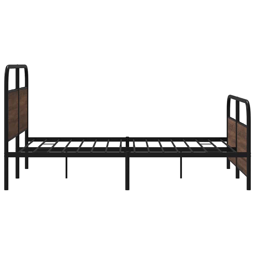 vidaXL Metal Bed Frame without Mattress Brown Oak 160x200 cm