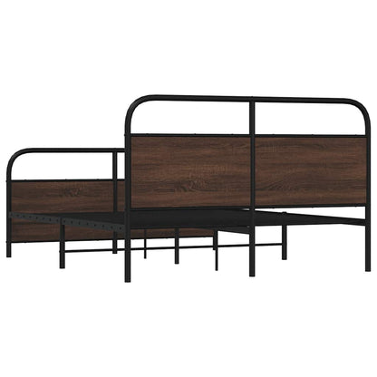 vidaXL Metal Bed Frame without Mattress Brown Oak 160x200 cm