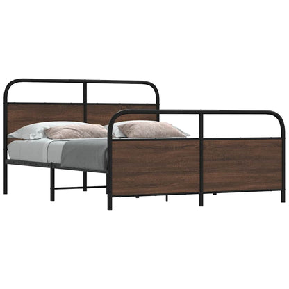 vidaXL Metal Bed Frame without Mattress Brown Oak 160x200 cm