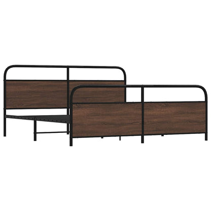 vidaXL Metal Bed Frame without Mattress Brown Oak 180x200 cm Super King