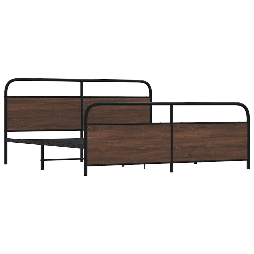 vidaXL Metal Bed Frame without Mattress Brown Oak 183x213 cm