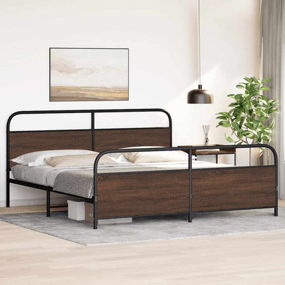 vidaXL Metal Bed Frame without Mattress Brown Oak 183x213 cm