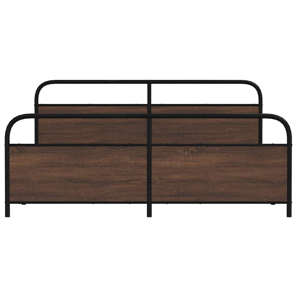 vidaXL Metal Bed Frame without Mattress Brown Oak 183x213 cm